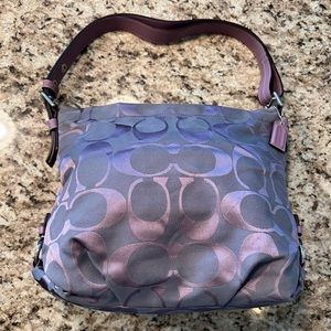 Authentic Coach Signature Canvas Shoulder Bag with Adjustable Strap